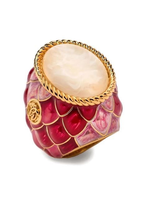 Anello Da Cocktail Con Squame E Pietra In Multi Red/Bianco/Oro ROBERTO CAVALLI | UKG012-AM522MT016